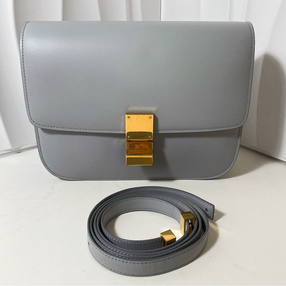 CELINE Grey Box Calfskin Classic Bag